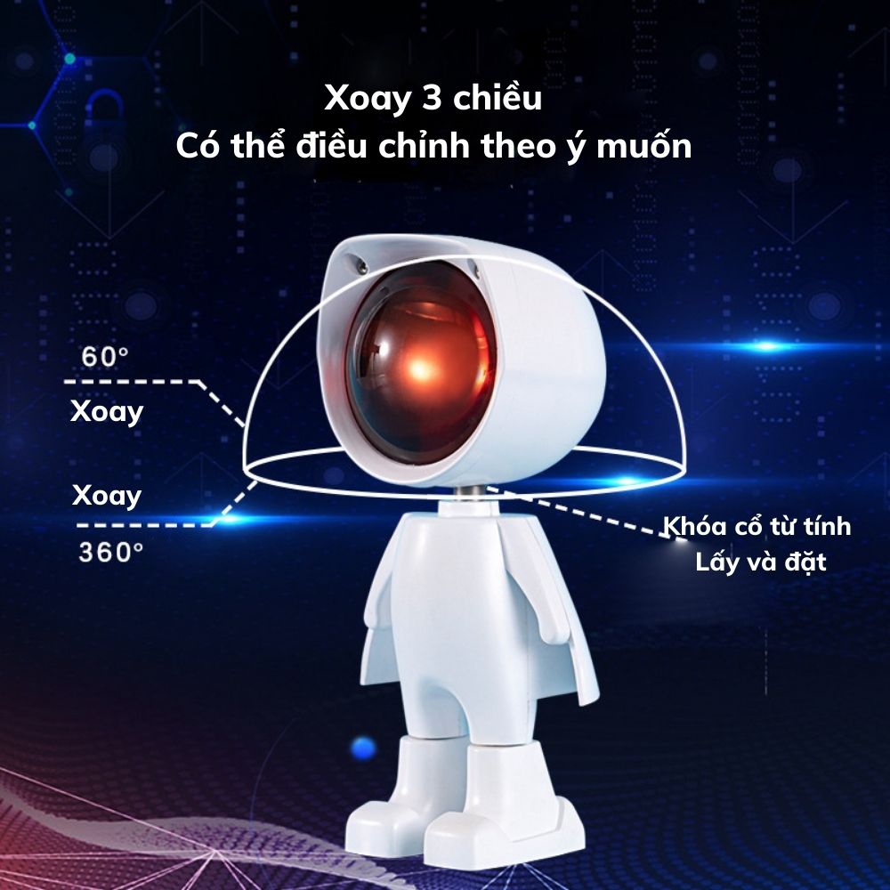 Đèn Hoàng Hôn, Đèn chiếu cầu vòng phi hành gia robot Màu Siêu Đẹp Dùng Quay Video livetream , Titok, chụp hình sống ảo