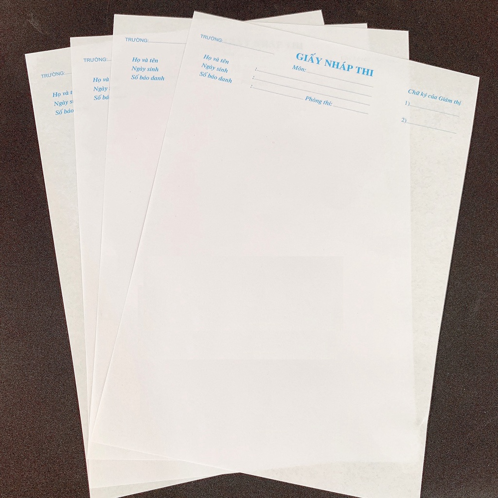 Combo 100 tờ giấy nháp thi mẫu của Bộ GD&ĐT - Khổ A4, kích thước 210x297mm, chữ in màu xanh