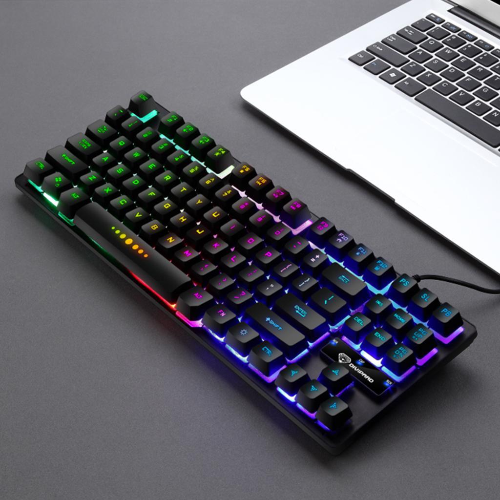2x USB Wired 87 Keys Mechanical Gaming Keyboard RGB Backlit for PC Gamers
