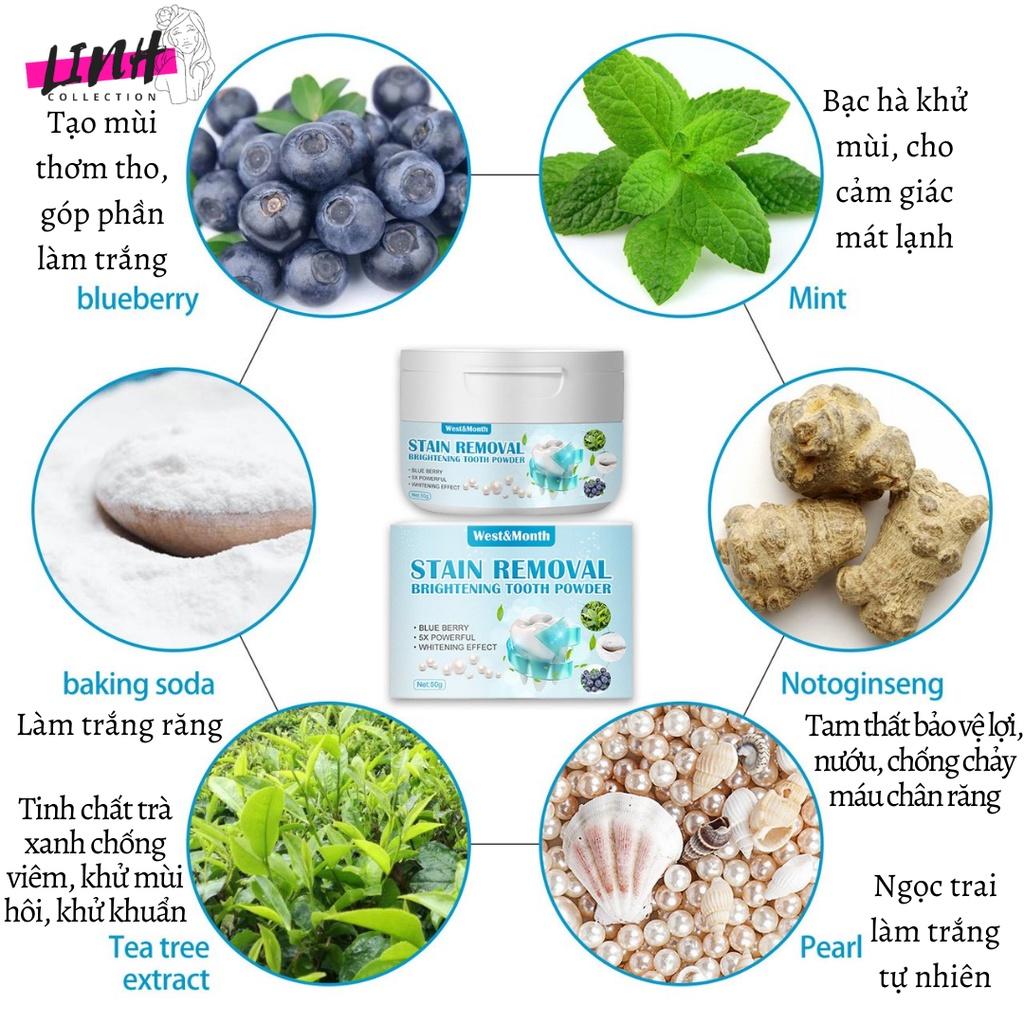 Kem Làm Trắng Răng, Khử Mùi Hôi STAIN REMOVAL 50g của West&Month giúp răng trắng sứ tự nhiên, khử mùi hôi