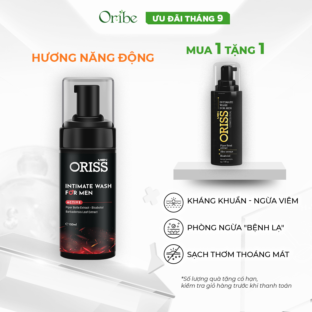Dung Dịch Vệ Sinh Chuyên Biệt Cho Nam Dạng Bọt Oriss Men Active - 120ml/chai