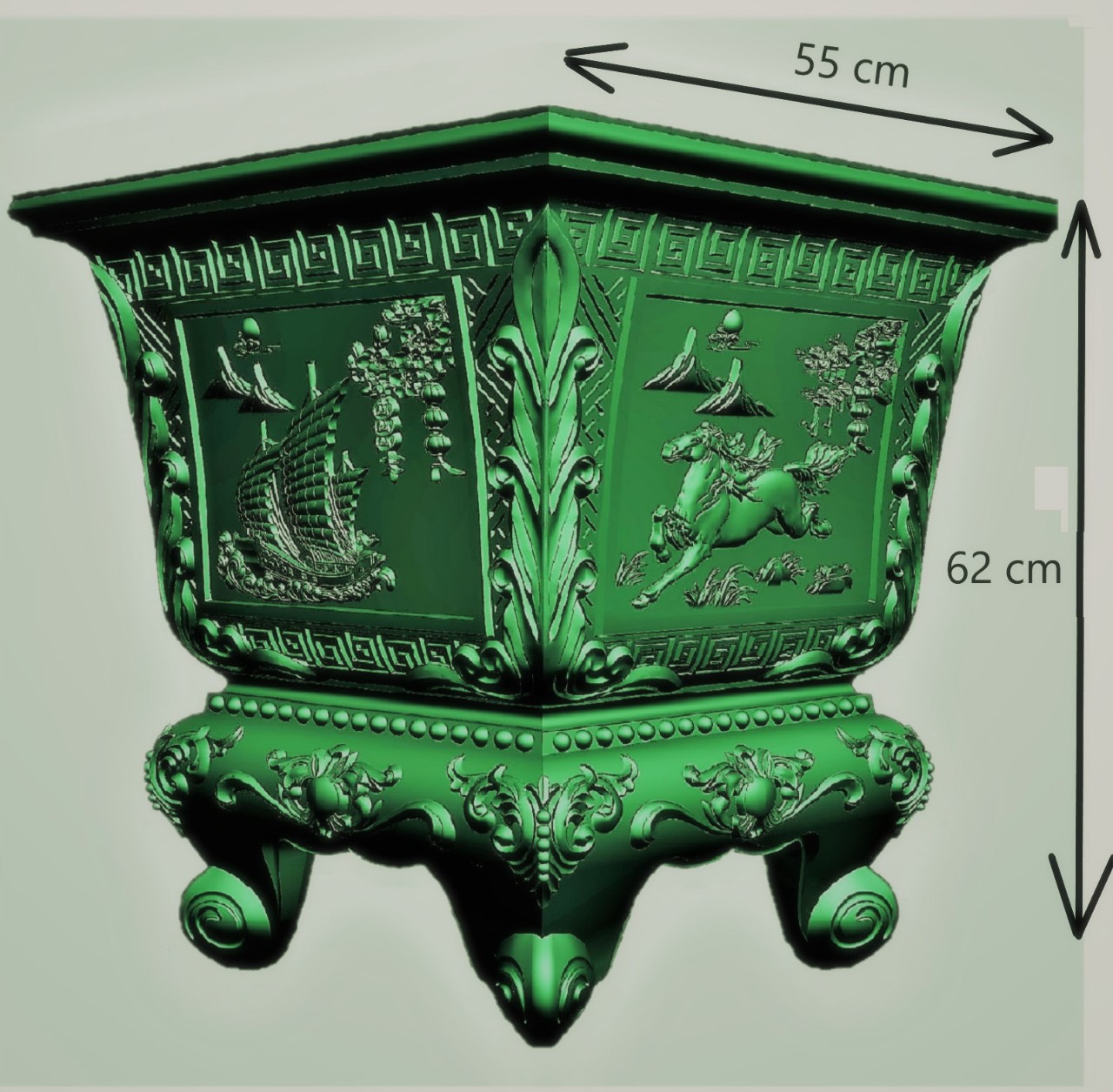Khuôn đúc chậu vuông rộng 55 cao 62 cm siêu dày dặn