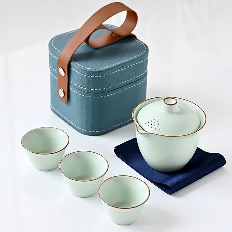 Bộ Ấm Trà Gốm Sứ Du Lịch kiểu gaiwan – Nhỏ Gọn, Tiện Lợi Dành Cho Người Yêu Trà