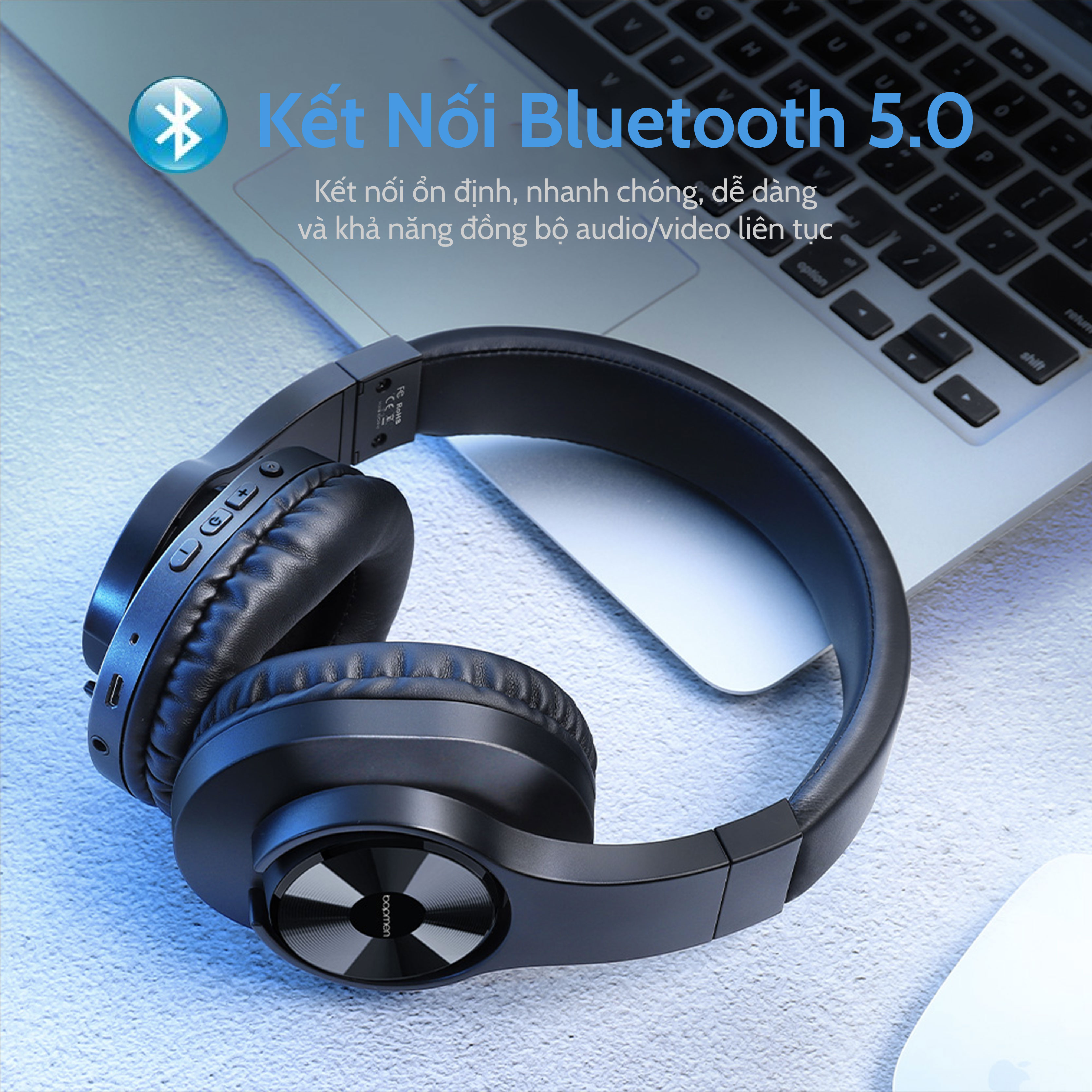 Tai Nghe Bluetooth Headphone OneOdio JS18 - Driver 40mm, Bluetooth 5.0, thời lượng pin lên đến 17h - Hàng Chính Hãng