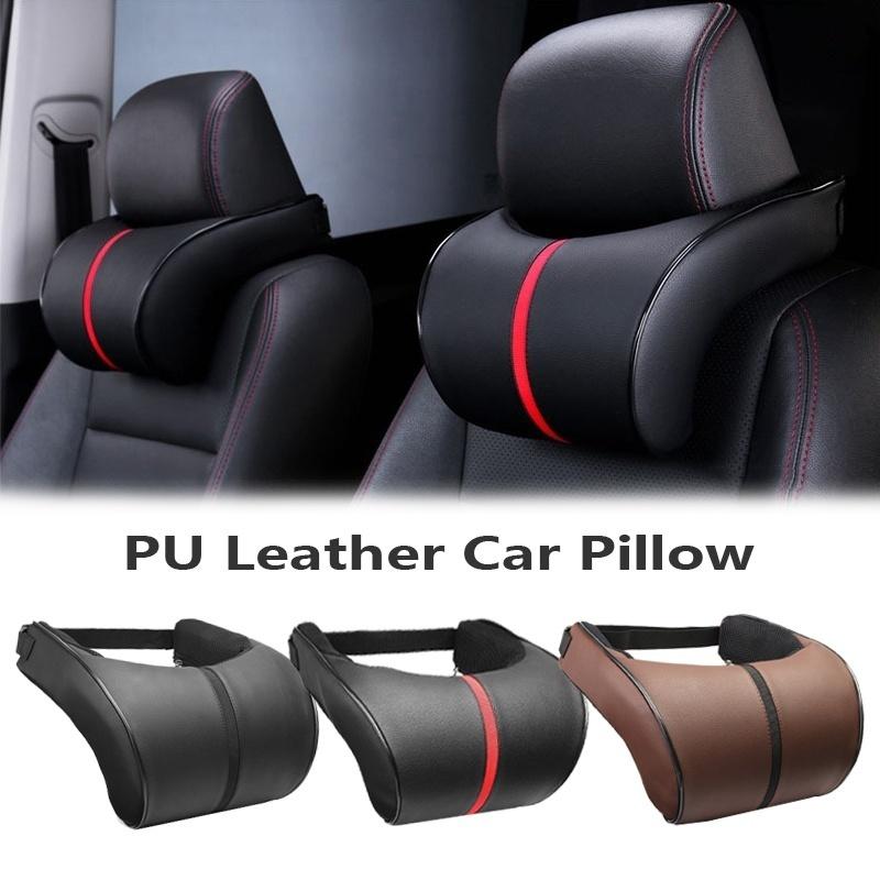 Gối đầu ô tô có thể điều chỉnh da PU Bộ nhớ cotton đệm tựa cổ Hỗ trợ phụ kiện ô tô