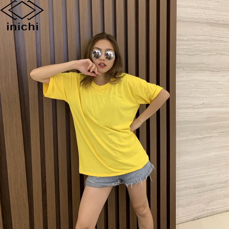 Áo thun trơn tay lỡ Unisex INICHI form rộng cá tính vải cotton co giãn 4 chiều - A617