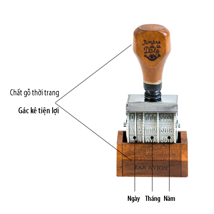 Con Dấu Gỗ khắc chữ số Ngày Tháng Năm Cổ Điển