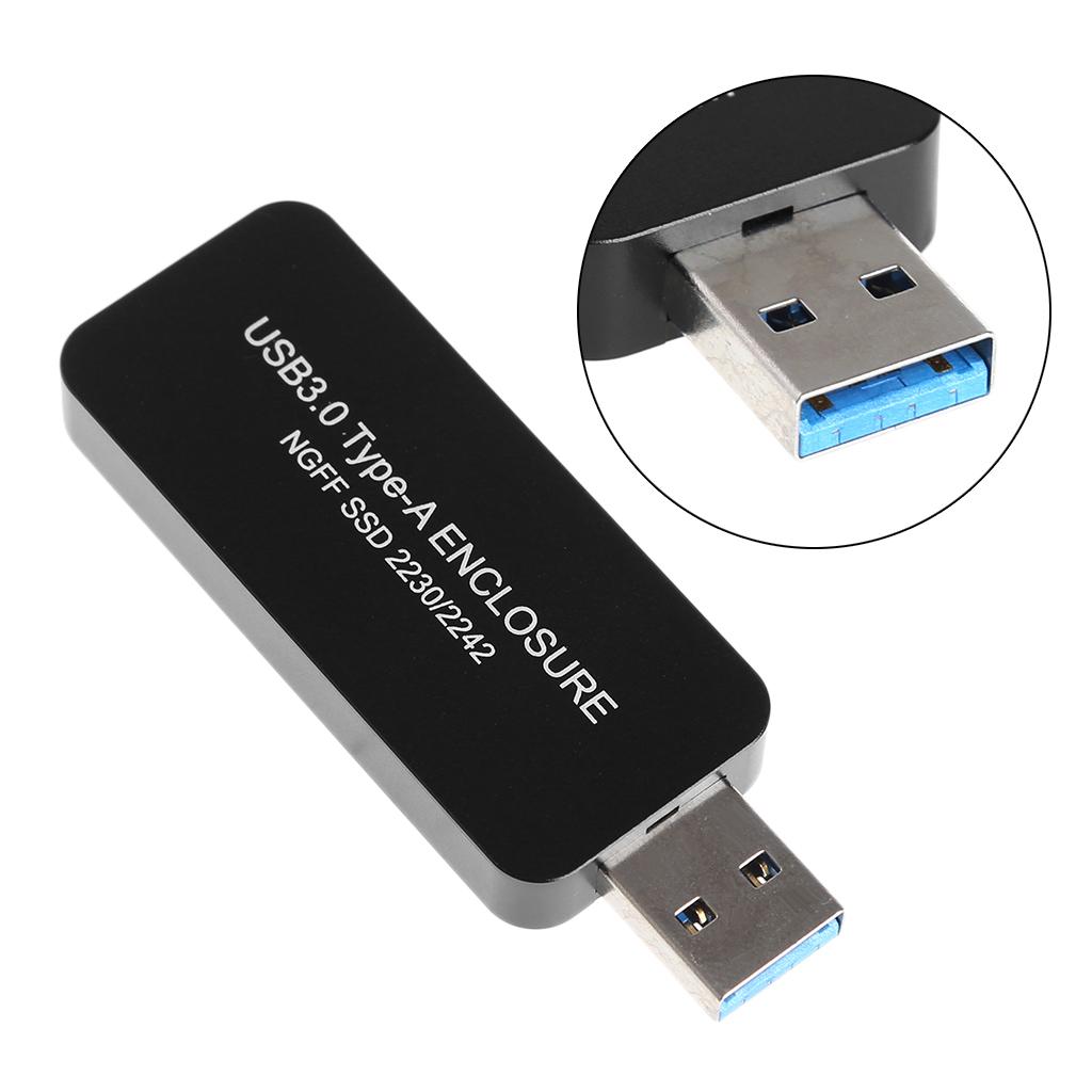 Aluminium 2230/2242 M.2 NGFF B Key SSD to USB 3.0 External Enclosure Black