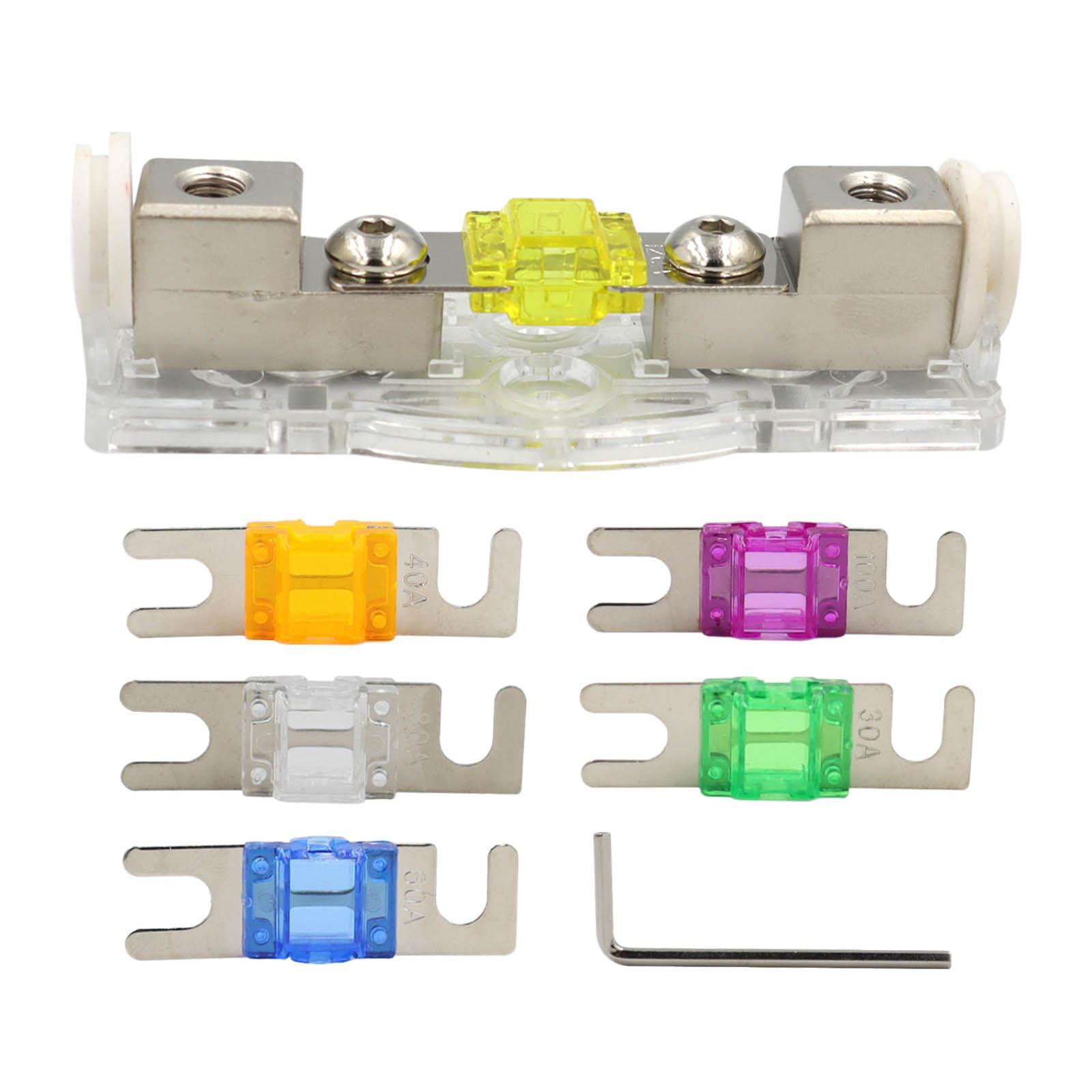 Mini 120A Anl Fuse Holder with Fuse 30A 40A 60A 80A 100A for Auto Car Stereo Audio Amplifier