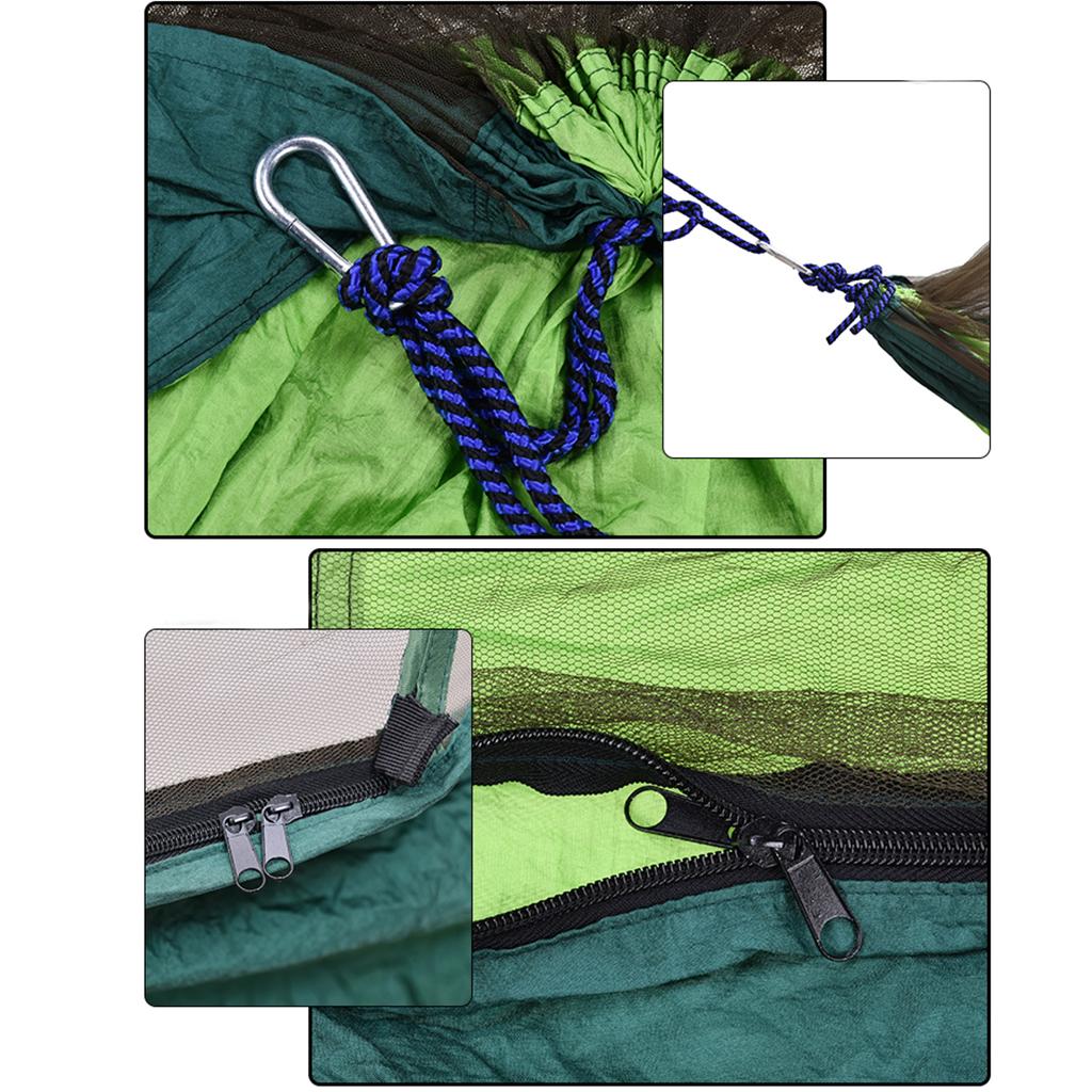 Outdoor Camping Hammock Boat Hanging Bed with Mosquito Net Dark Green