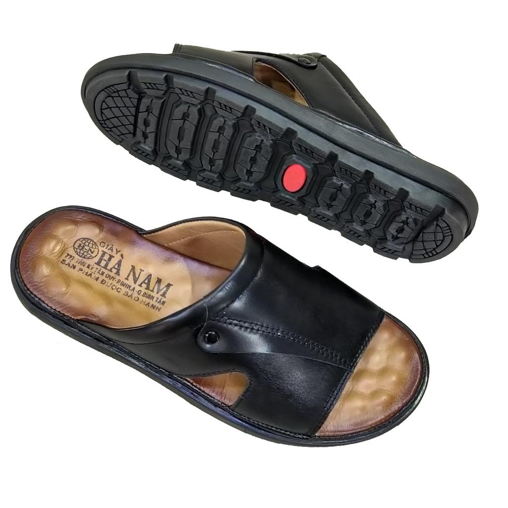 Dép nam quai ngang da bò thật HÀ NAM cao cấp DNA2202