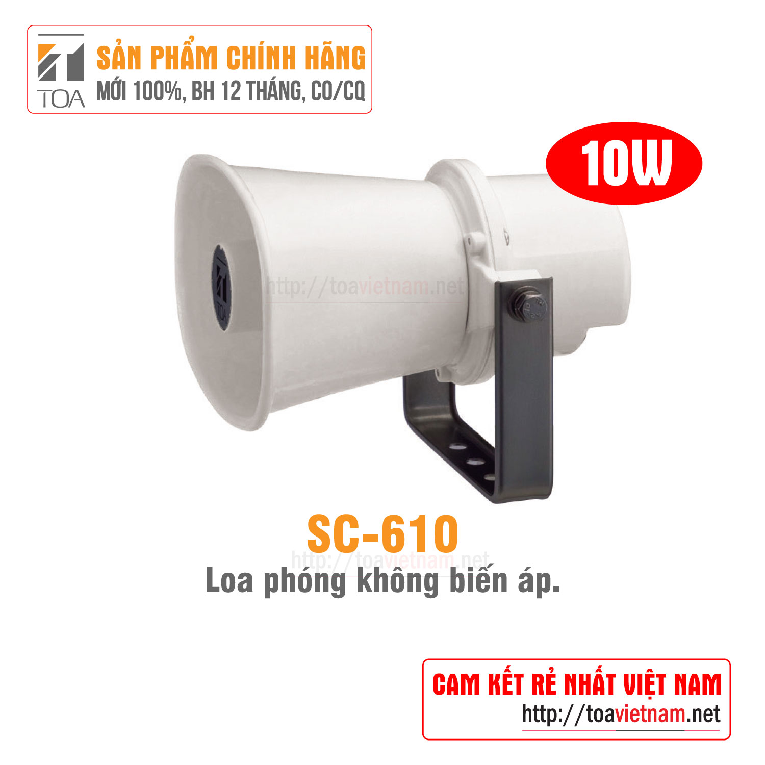 Loa nén, loa phóng 10W không biến áp: TOA SC-610 - Hàng chính hãng