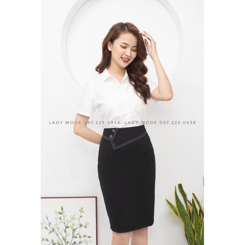 Chân váy bút chì công sở phối cúc, hàng VNXK siêu đẹp