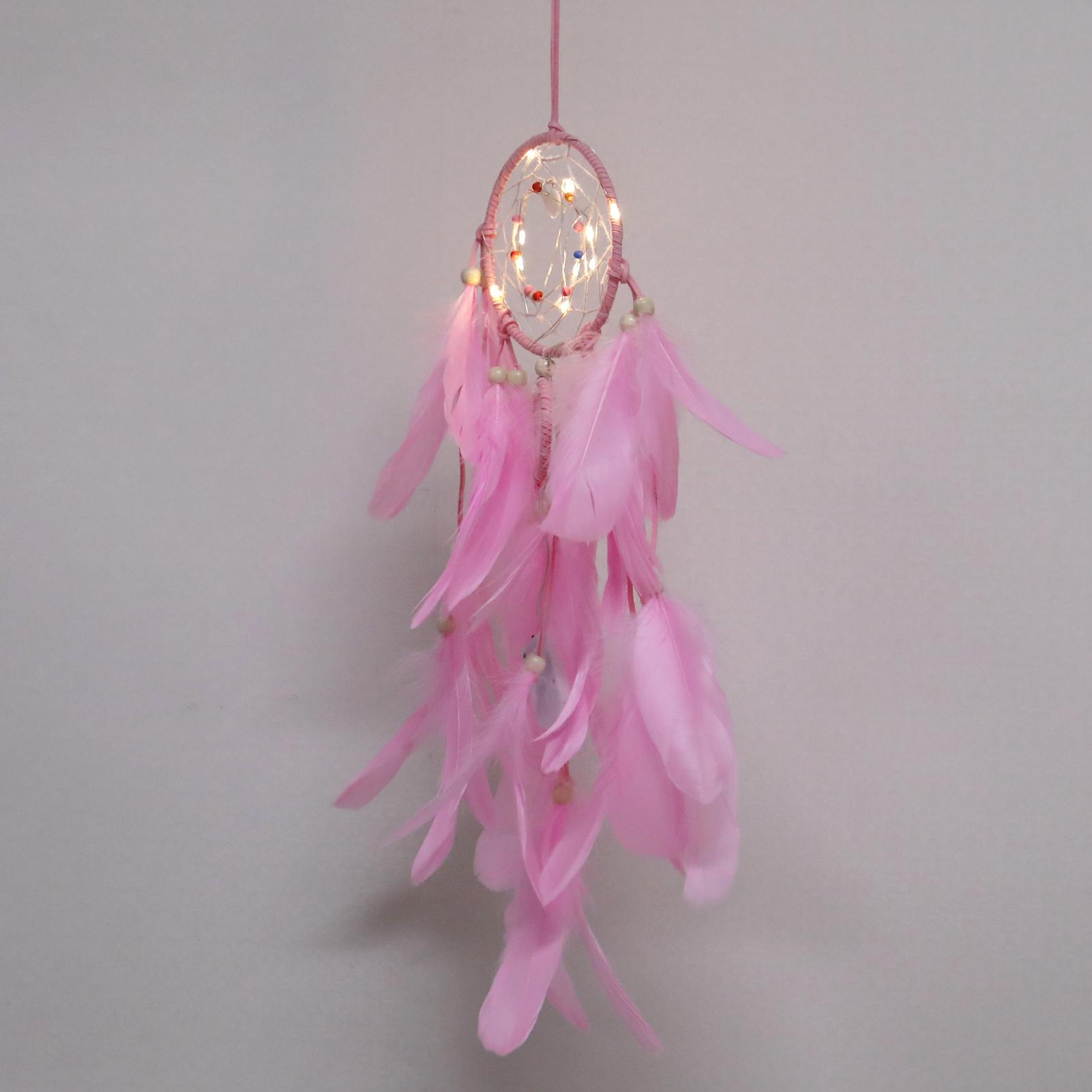 Dream catcher handmade có đèn led treo tường trang trí phòng và nhiếp ảnh