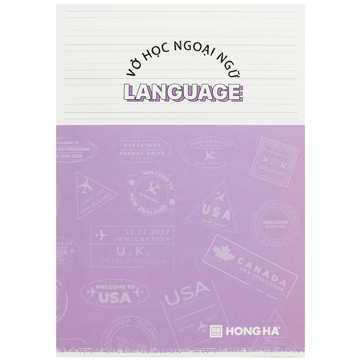 Tập Gáy Ghim Study Language - Tiếng Anh, Đức, Nga, Pháp - 120 Trang 70gsm - Hồng Hà 1465 (Mẫu Bìa Giao Ngẫu Nhiên)