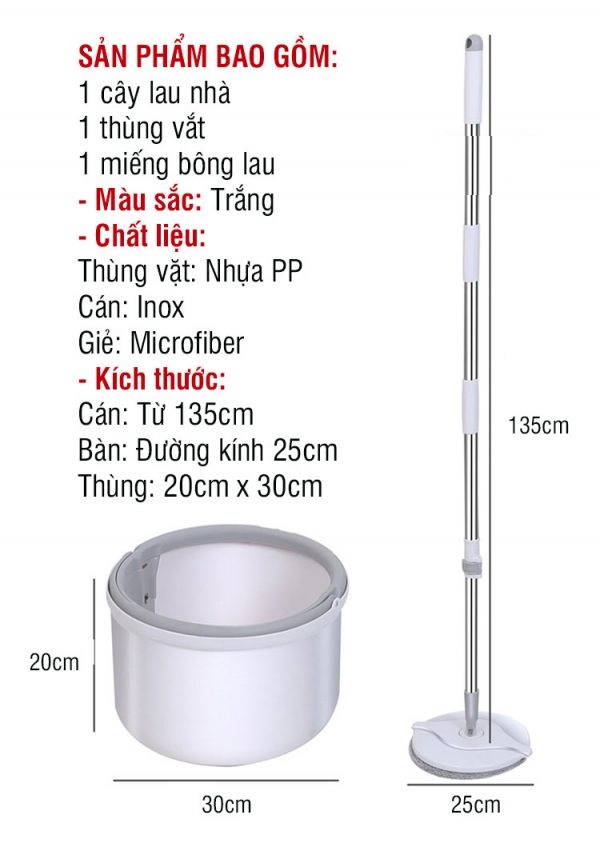 Bộ lau nhà tròn xoay 360 độ mẫu mới K8 - (tặng kèm 1 bông)