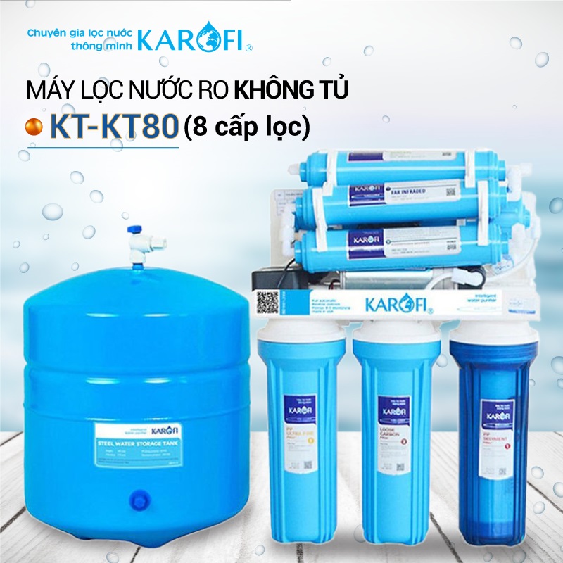 Máy Lọc Nước RO Để Gầm, Không Tủ KAROFI KT-KT80 (8 Cấp Lọc) - Hàng Chính Hãng