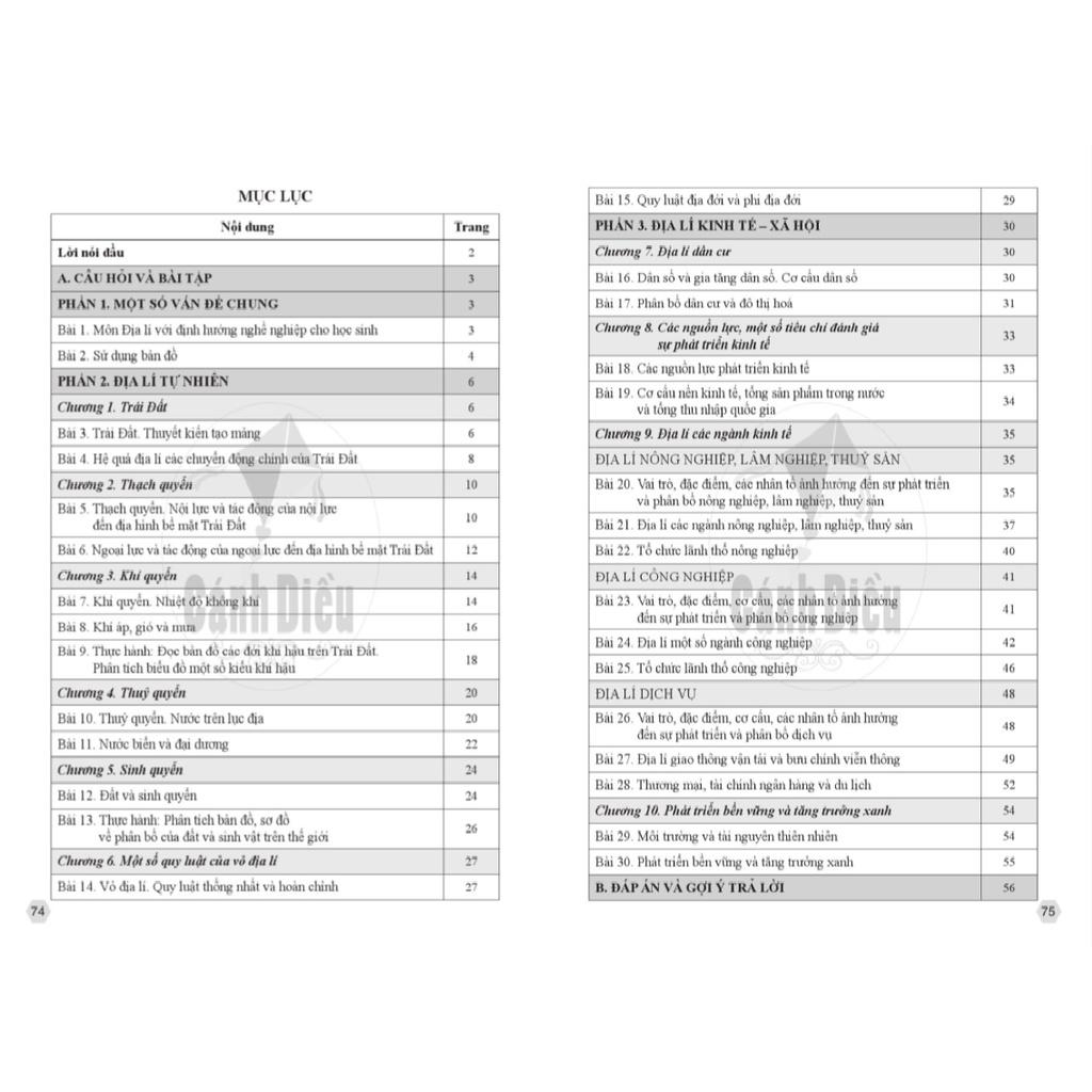 Bài Tập Địa Lí 10 - Cánh Diều