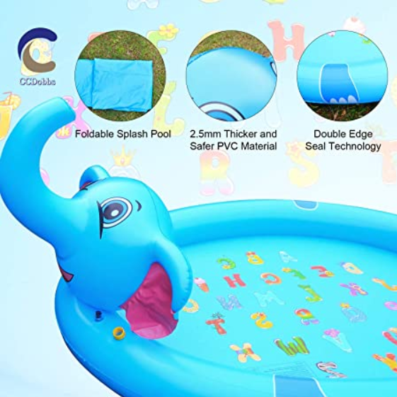 Thảm phun nước bơm hơi giải trí cho bé mô hình con voi Outdoor Elephant Fountain Pool