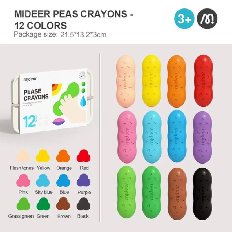 Bút Màu Sáp Tập Tô Hình Quả Đậu An Toàn Dễ Tẩy Rửa - Mideer Pease Crayons