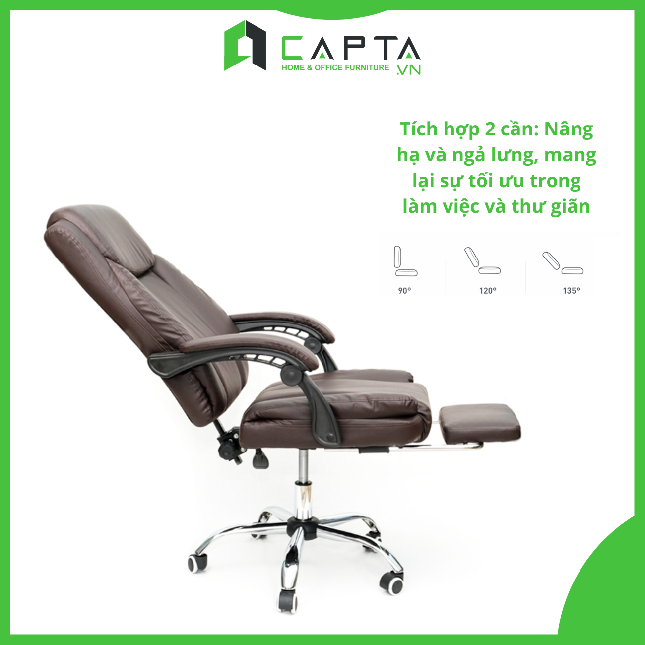 Ghế xoay văn phòng bọc nệm cao cấp Ghế làm việc tại nhà có gác chân thư giãn CR4108-P Relaxing Office Chair