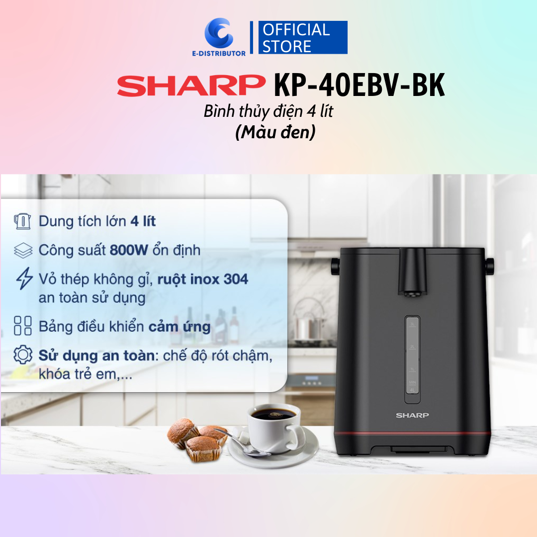 Bình Thủy Điện SHARP KP-40EBV-ST/WH/BK - Hàng Chính Hãng