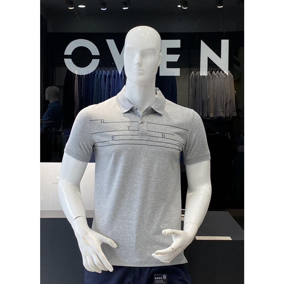 OWEN - Áo Polo nam ngắn tay Owen màu xám ghi kẻ ngang 231383 - Áo thun có cổ nam