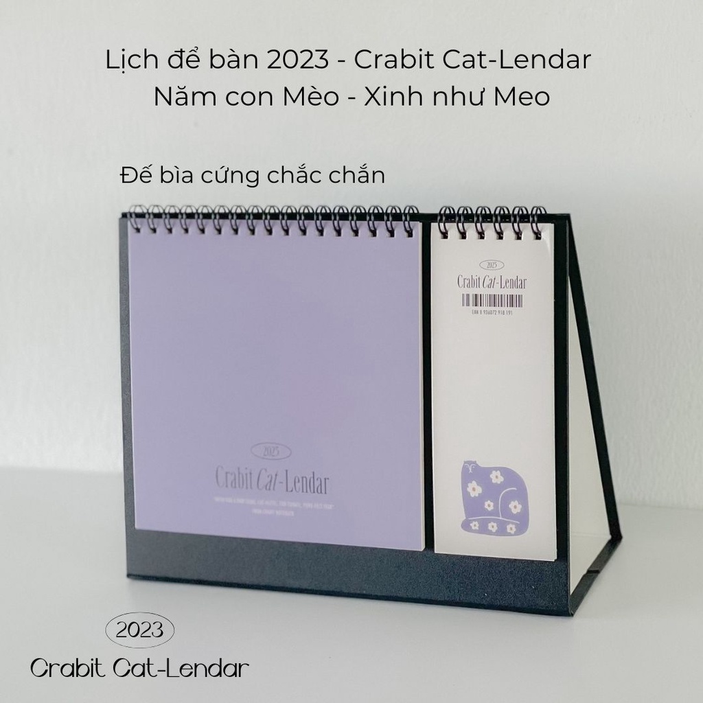 Lịch để bàn 2023 hoạ tiết Mèo Crabit Cat-Lendar basic lịch để bàn chữ A lò xo có ghi chú to-do list tiện lợi