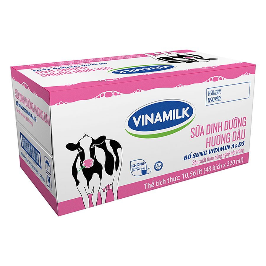 Thùng 48 Bịch Sữa Dinh Dưỡng Vinamilk Hương Dâu