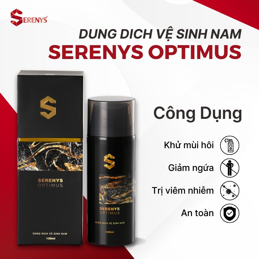 Combo 2 chai Dung dịch vệ sinh khử mùi làm sạch, sáng da phụ khoa nam giới Serenys Optimus 120ml