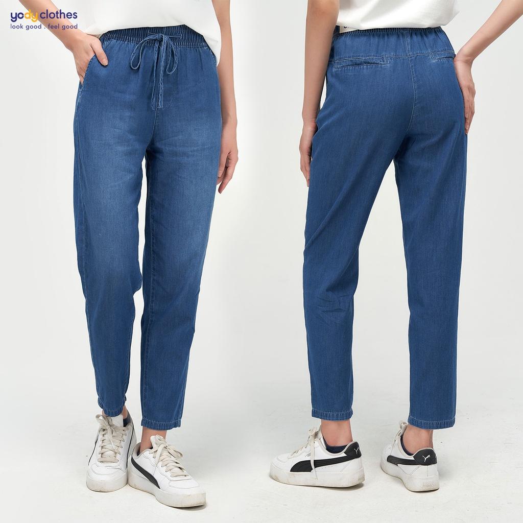Quần jeans nữ baggy YODY lưng thun tôn dáng chất thoáng mát mềm mại suông QJN4046