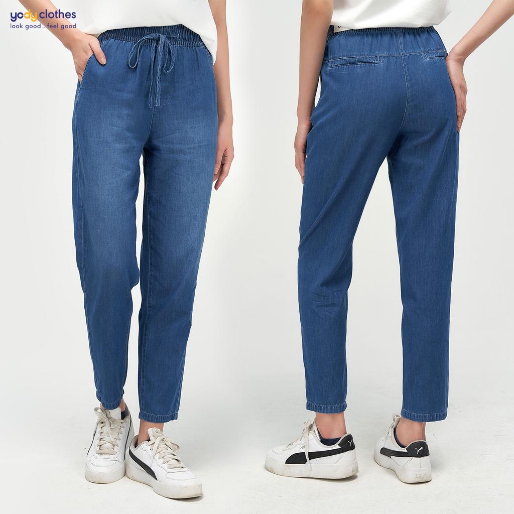 Quần jeans nữ baggy YODY lưng thun tôn dáng chất thoáng mát mềm mại suông QJN4046