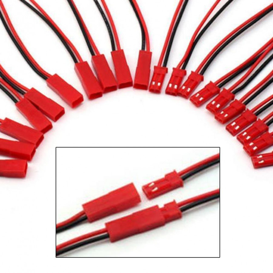 Bộ 10 Dây Nối JST-2P Đỏ