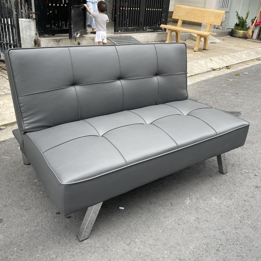 Sofa Mini Đa Năng Cho Nhà Nhỏ Màu Xám Bọc Da Dài 1m2