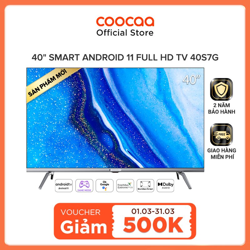 [SẢN PHẨM MỚI] SMART TV Coocaa 40 inch - Android 11 TV  Wifi Viền mỏng - Model 40S7G - Hàng chính hãng