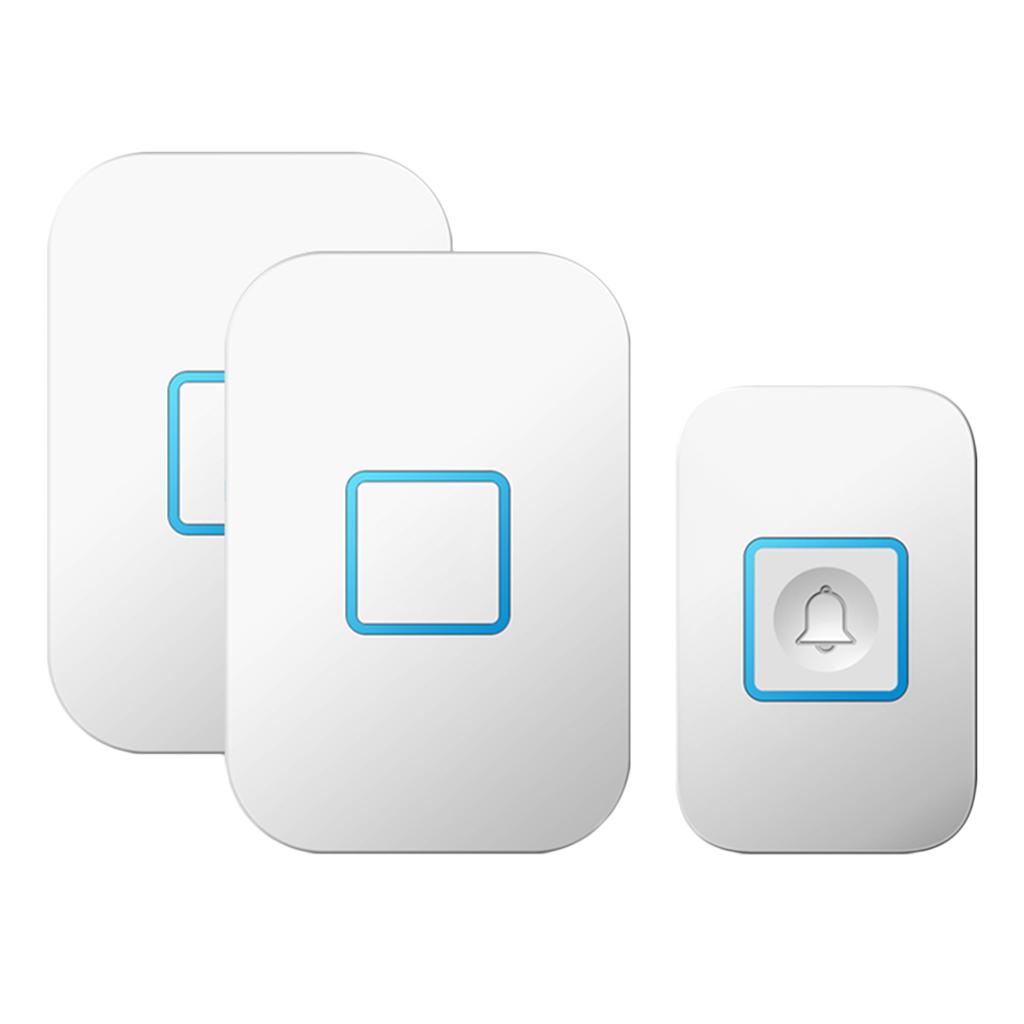 Wireless Chime Doorbell 60 Melodies 1 Transmitter for 2 EU Plug-in Receivers