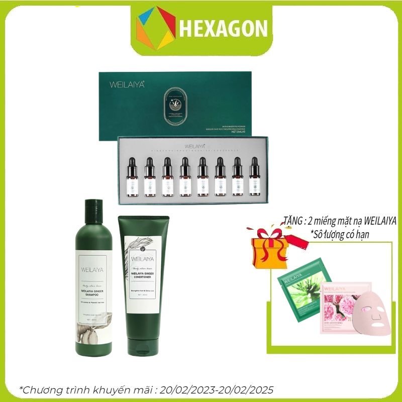 Combo Bộ Dầu Gội Xả Gừng + Huyết thanh Weilaiya Chính Hãng -  Bộ đôi hỗ trợ mọc tóc