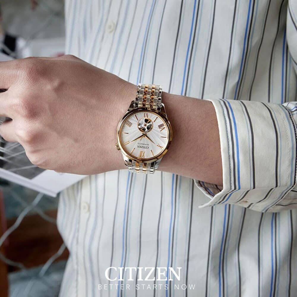 Đồng Hồ Nam Citizen Automatic NH9136-88A - Cơ Lộ Máy - Dây Kim Loại - Kính Sapphire - Mặt Trắng