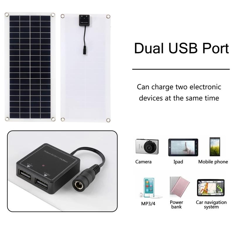 Bảng điều khiển năng lượng mặt trời linh hoạt 300W Bộ sạc pin 12V USB kép với bộ điều khiển 10A-60A Pin năng lượng mặt trời cho điện thoại Xe du thuyền RV Màu sắc: Bộ điều khiển 60A