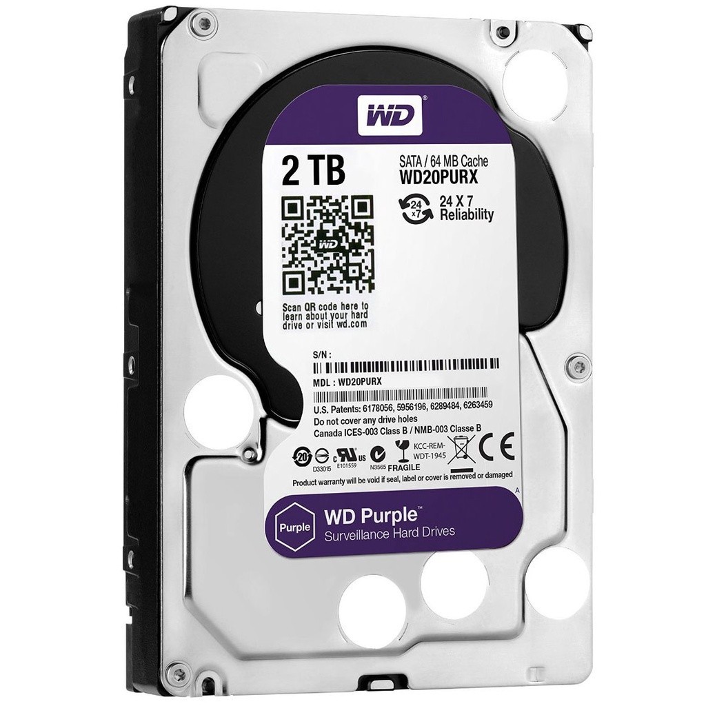 Ổ CỨNG WESTERN DIGITAL PURPLE 2TB 64MB CACHE, 3.5 INCH SATA III - GHI HÌNH LIÊN TỤC, TỐC ĐỘ ỔN ĐỊNH - HÀNG CHÍNH HÃNG