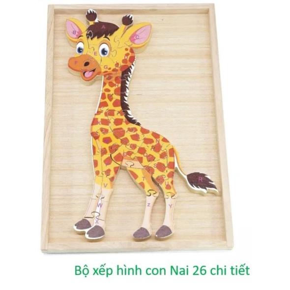 BỘ XẾP HÌNH CON NAI 26 CHI TIẾT- Đồ chơi gỗ an toàn, sáng tạo, phát triển trí tuệ, thông minh cho trẻ