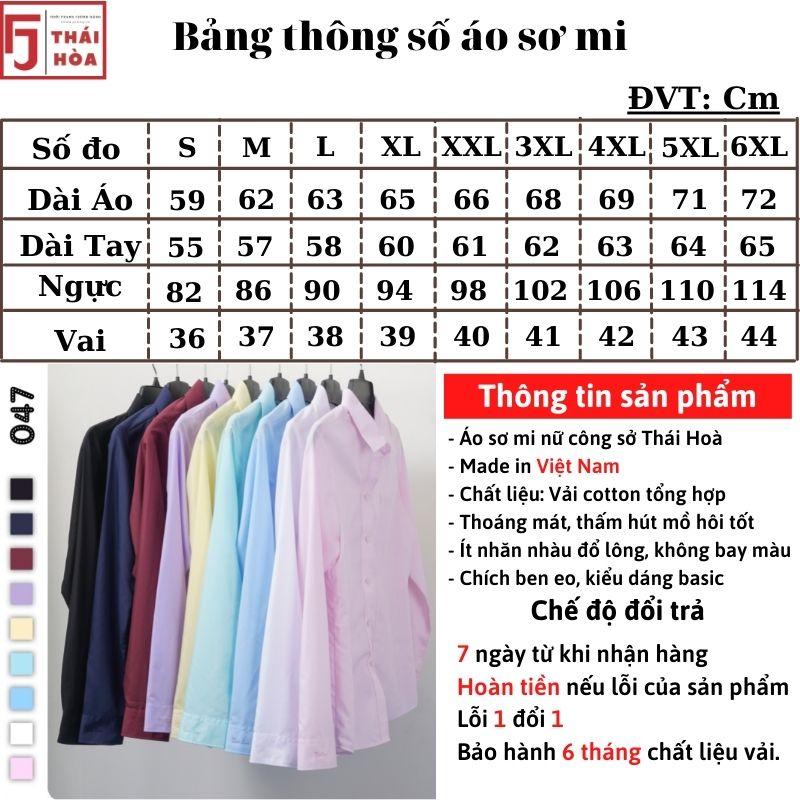 Áo sơ mi nữ Thái Hoà công sở cotton kiểu đẹp bigsize màu tím 047-08-01