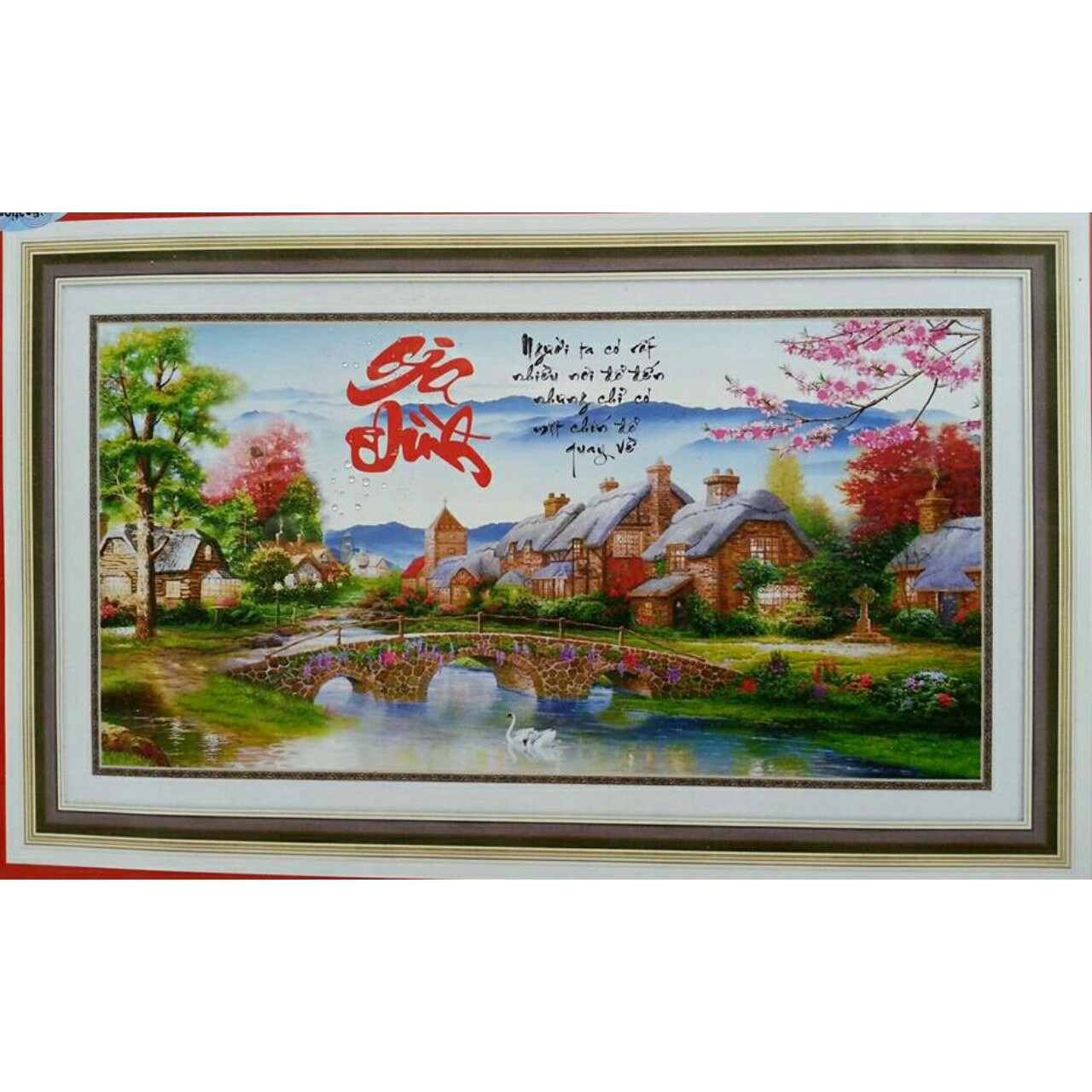 Tranh thêu chữ thập 3D Gia Đình- Phong Cảnh chưa thêu