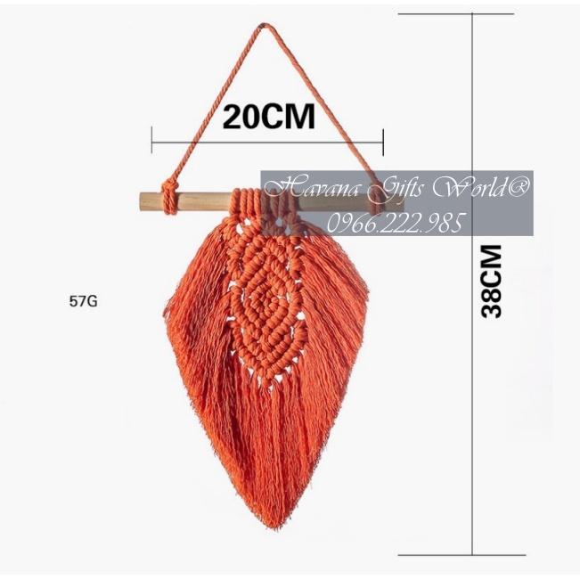 Lá Macrame Trang Trí Treo Tường Macrame Tết Lá 2 Màu Trắng Cam Đất Nổi Bật