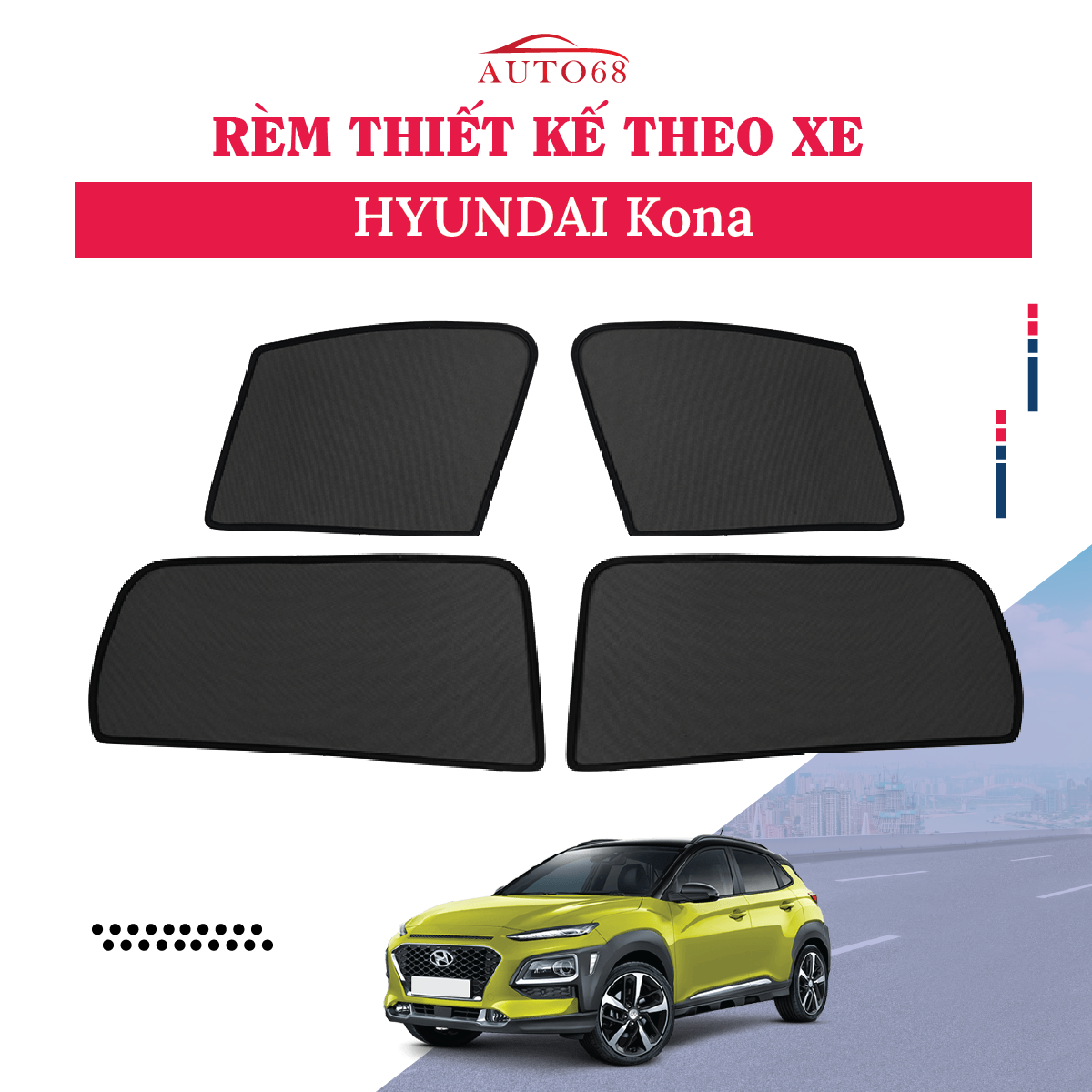 Rèm che nắng, Chắn nắng nam châm ô tô dành cho xe HYUNDAI KONA