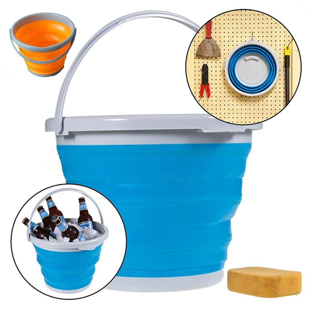 Folding Collapsible Silicone Bucket Outdoor Barrel Handwashing Basin 3L B