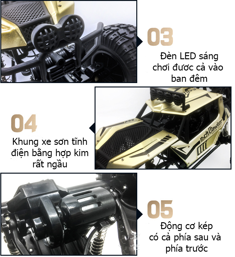 Xe ô tô địa hình điều khiển từ xa KAVY 609 tỷ lệ 1:8 kích cỡ siêu khủng bằng hợp kim có đèn tốc độ cao tần số 2.4 GHz