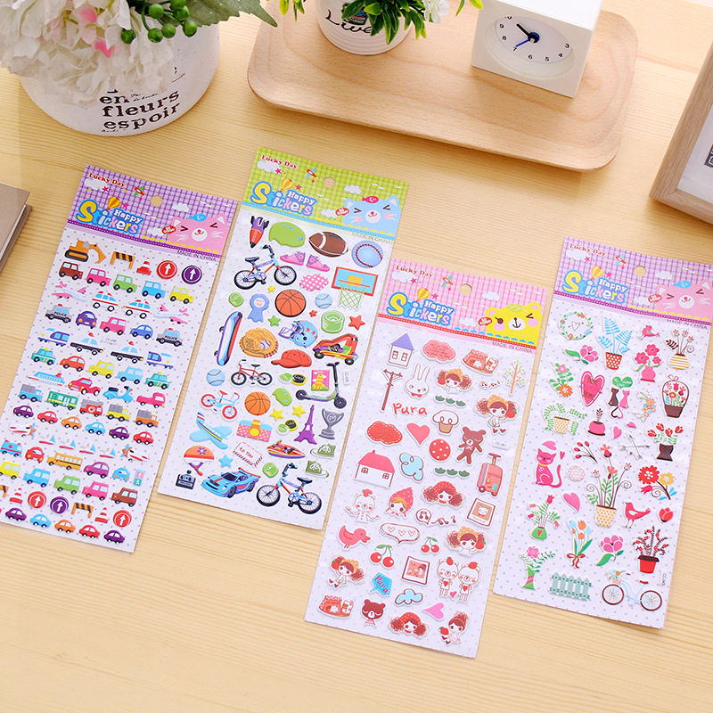 Hình dán sticker 3d nổi Happy mẫu NGẪU NHIÊN cute cho bé