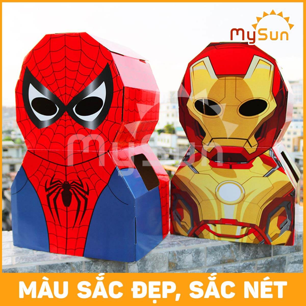 Bộ đồ chơi hóa trang bìa carton SIÊU NHÂN Marvel người nhện Spiderman, Iron man, Batman, Hulk, Thanos, Thor