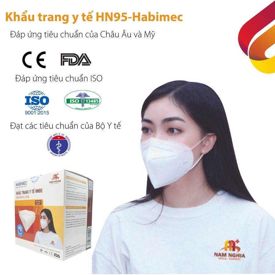 Hộp 20 Khẩu trang HN95-Habimec (đạt chuẩn xuất khẩu) Khẩu trang y tế 5 lớp N95 kháng khuẩn